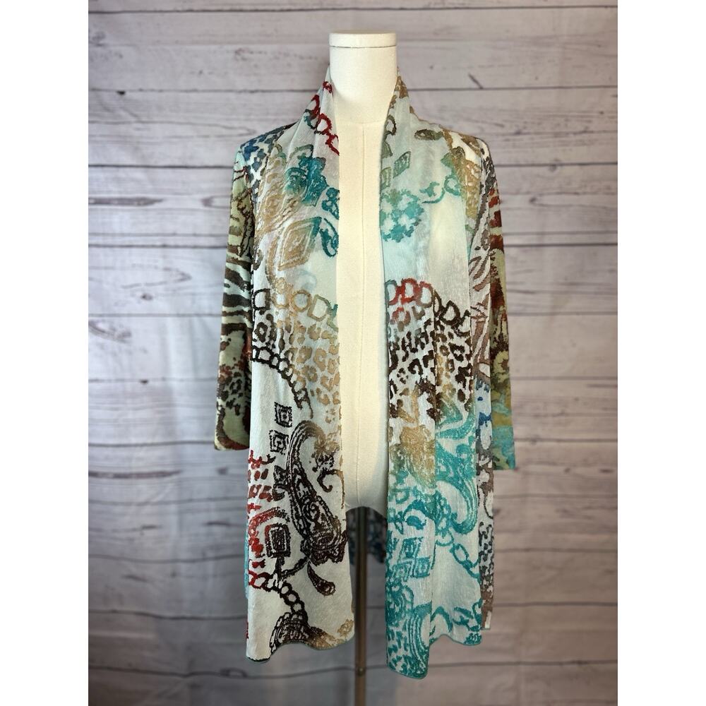 Ali Miles Boho Kimono Cardigan Medium Multicolor Lightweight Open Front